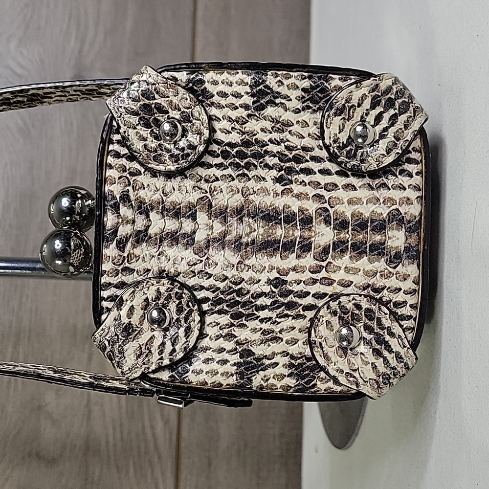 Talbots Python Leather Box Frame Kisslock Crossbo… - image 4